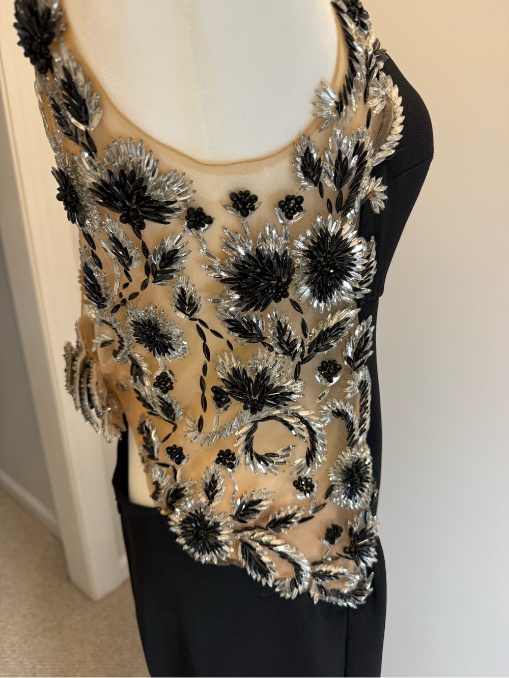 Tarik Ediz Black Silver Lace Applique Evening Gown Prom Gala Pageant 12 - Picture 4 of 16